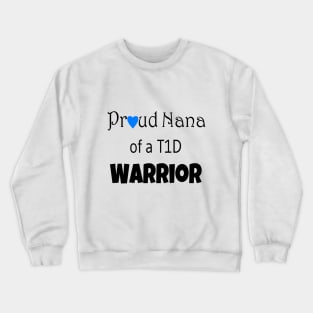 Proud Nana - Black Text - Blue Heart Crewneck Sweatshirt